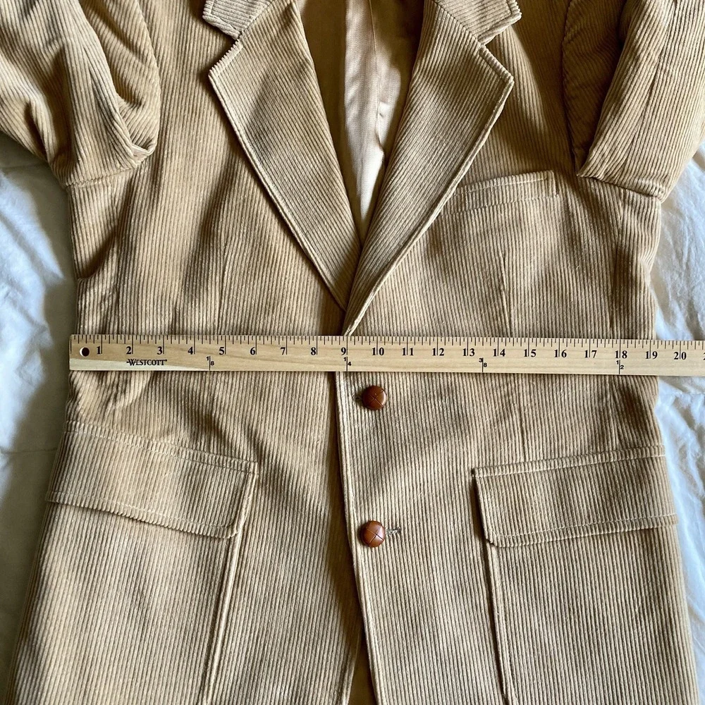 Winston Hill Corduroy Sport Coat Mens 40 Patch Elbow Leather Button Tan Academia